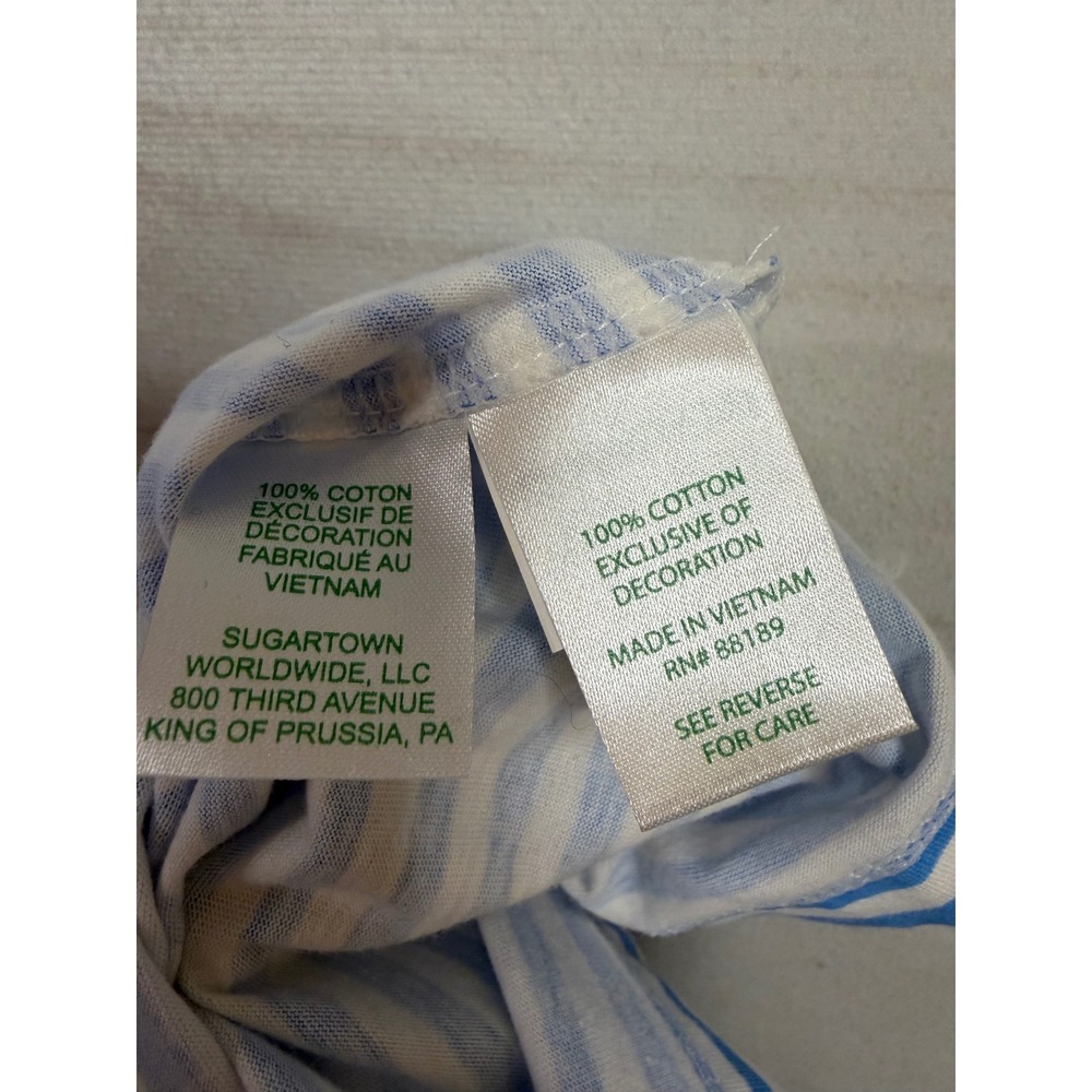 Lilly Pulitzer Agee Dress XL Zanzibar Blue Beach Happy Stripe Eyelet Lace 005430 - Picture 6 of 7